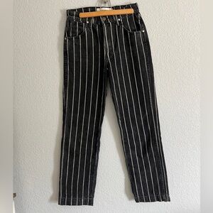 Reformation Black Striped Roper Straight Jeans